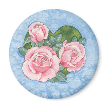 Romantic Roses round magnet magnets