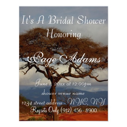 Romantic Safari Africa Bridal Shower Custom Invitation