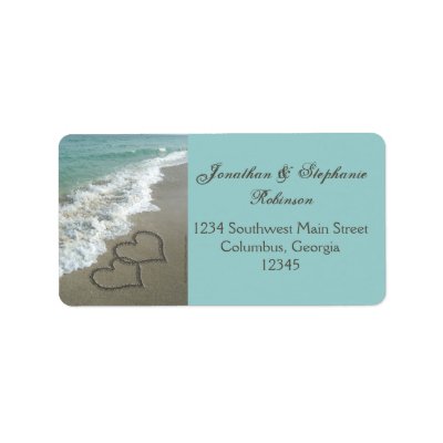 Romantic Sand Hearts Beach Address Label