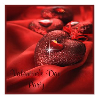 Romantic Sparkle Hearts Valentine's Day Party Invite