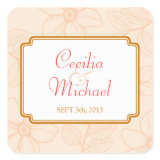 Romantic spring garden floral sorbet coral wedding sticker