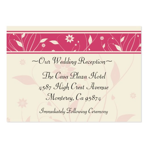 Romantic Spring Wedding Reception Card Business Cards (front side)