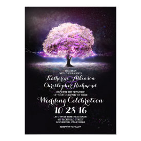 romantic string lights tree purple wedding invites personalized invitations