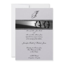 Romantic Stroll Monogram in Silver Grey and Black Invitations