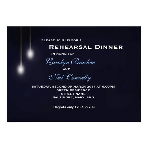 Romantic Strret Light Blue Rehearsal Dinner Card