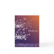 Romantic Sunset Dandelions Wedding Thank You Greeting Cards