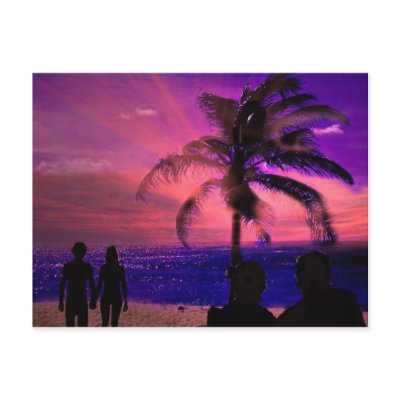 Romantic sunset on a beach, post card by design_girl
