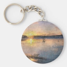 Romantic Sunset Stroll Key Chain
