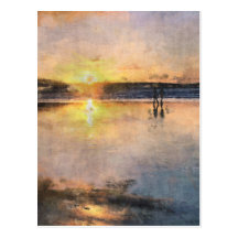 Romantic Sunset Stroll Postcard