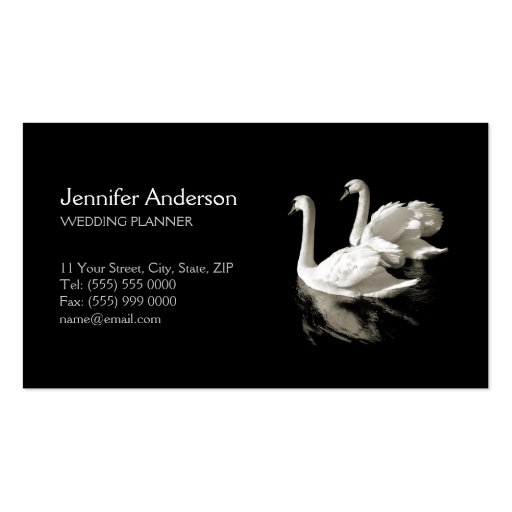 Romantic Swans business card (front side)