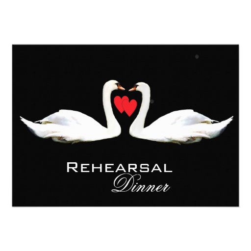 Romantic Swans Rehearsal Dinner Custom Announcement