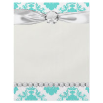 romantic tiffany blue on white elegant damask personalized flyer