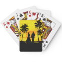 Romantic tropical sunset poker cards