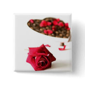 Romantic Valentine's Day Rose and Chocolates button
