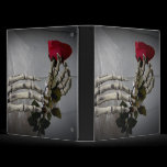 Romantic Valentine's Day skeleton holding a rose 3 Ring Binder