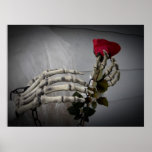 Romantic Valentine's Day skeleton holding a rose Print