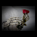 Romantic Valentine's Day skeleton holding a rose Print