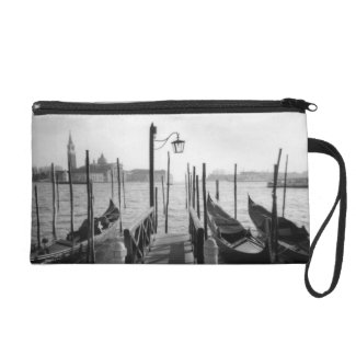 Romantic Venice Gondola Dock, Black and White