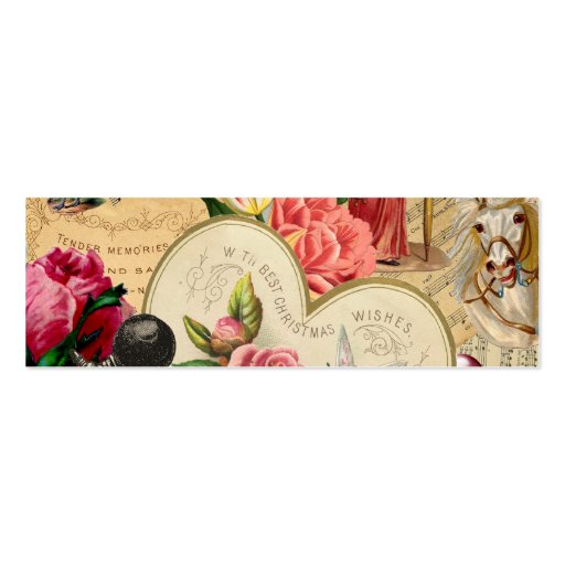 Romantic Vintage Collage Calling Card Business Card Template (front side)