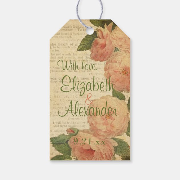 Romantic Vintage Flowers Thank You- Personalized Pack Of Gift Tags