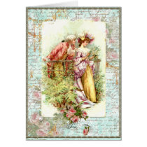 Romantic Vintage Regency Couple with Roses cards