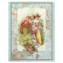Romantic Vintage Regency Couple with Roses letterhead by lapapeteriedeParis Romantic Vintage Regency Couple with Roses letterhead