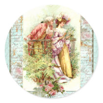 Romantic Vintage Regency Couple with Roses Sticker