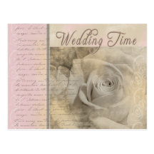 Romantic Vintage Wedding Rose Post Cards