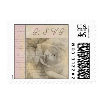 Romantic vintage wedding rose - RSVP Stamps by perfectpostage