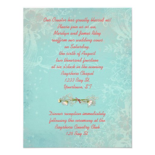 Romantic Vow Renewal Ribbon Personalized Invite