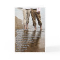 Romantic walk on the beach Card card