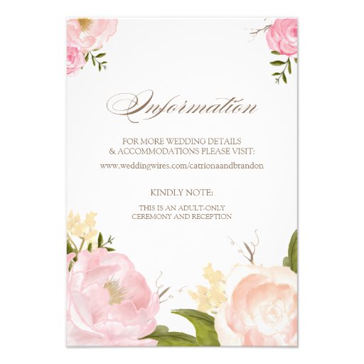 Romantic Watercolor Flowers Information Card