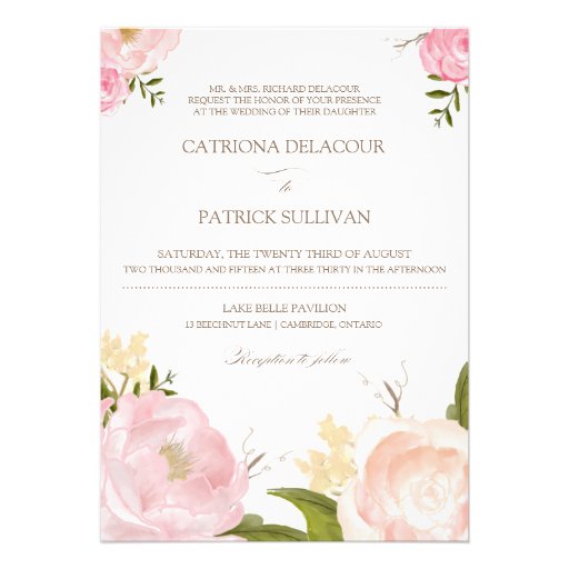 Romantic Watercolor Flowers Wedding Invitation III