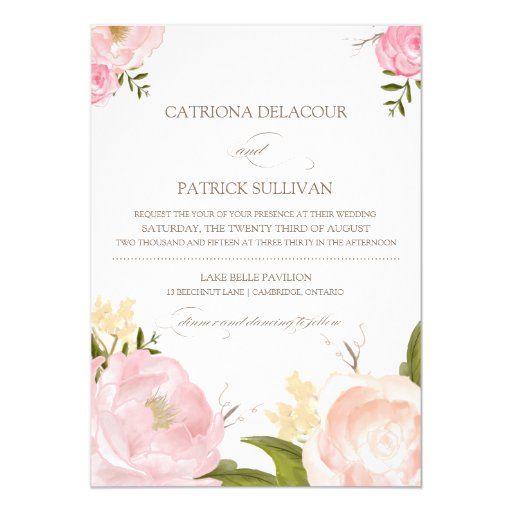 Romantic Watercolor Flowers Wedding Invitation III