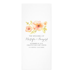 romantic watercolor flowers wedding programs personalized rack card