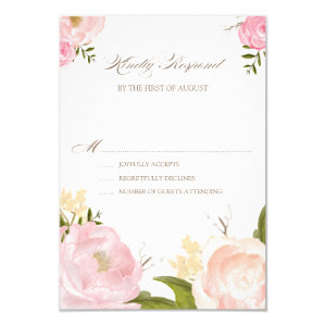 Romantic Watercolor Flowers Wedding RSVP Card 3.5