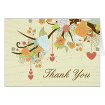 Romantic whimsical flowers   hearts thank you card