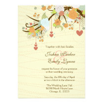 Romantic whimsical flowers   hearts wedding invite