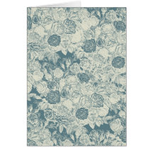 Romantic White and Blue Roses Greeting Card