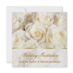 Romantic white - cream roses Wedding Invitation