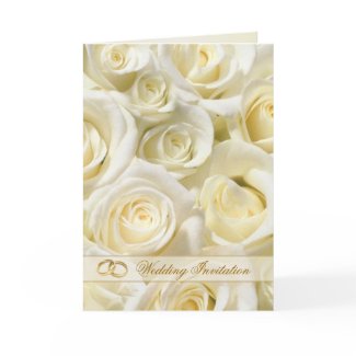 Romantic white-cream roses Wedding Invitation Card card