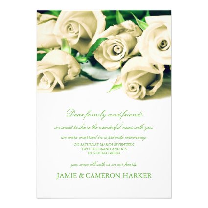 Romantic White Roses Elopement Announcement