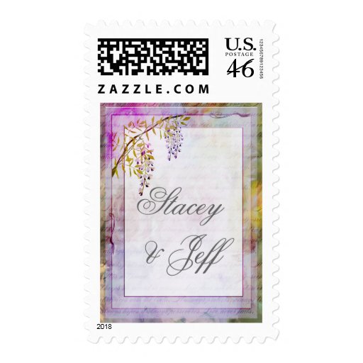 Romantic wisteria wedding stamps
