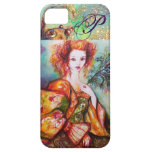 ROMANTIC WOMAN WITH SPARKLING PEACOCK FEATHER iPhone 5 COVERS