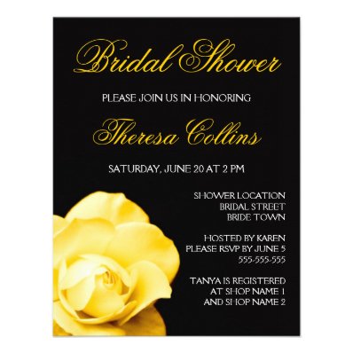 Romantic yellow rose wedding bridal shower invite