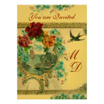 ROMANTİCA 3 ELEGANT GOLD BLUE WEDDING MONOGRAM INVITES