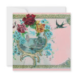ROMANTICA 3 Floral Blue Pink Wedding Party Custom Announcement