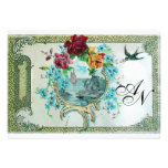 ROMANTİCA 3 MONOGRAM,Blue White Wedding Party Personalized Invitation