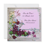 ROMANTICA 4 MONOGRAM, Floral Purple Pink Wedding Invitations