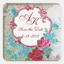 ROMANTICA MONOGRAM,Save the Date,white heart Sticker